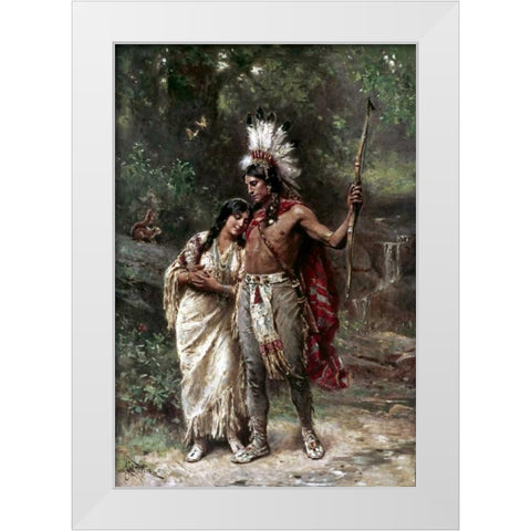 Hiawathas Wedding Journey - Longfellow White Modern Wood Framed Art Print by Ferris, Jean Leon Gerome