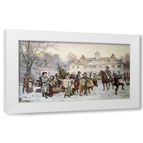 Mount Vernon Yule Log White Modern Wood Framed Art Print by Gerome Ferris, Jean Leon