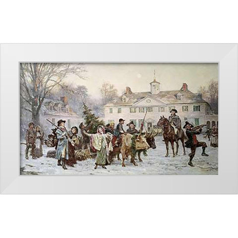 Mount Vernon Yule Log White Modern Wood Framed Art Print by Gerome Ferris, Jean Leon