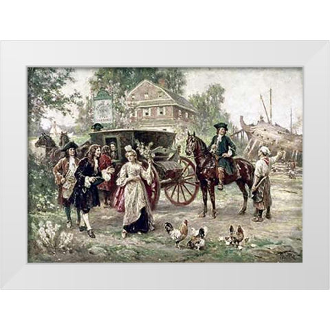 On The Road To Penns Manor White Modern Wood Framed Art Print by Gerome Ferris, Jean Leon
