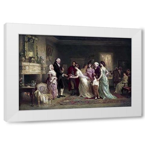 Washingtons Birthday White Modern Wood Framed Art Print by Gerome Ferris, Jean Leon