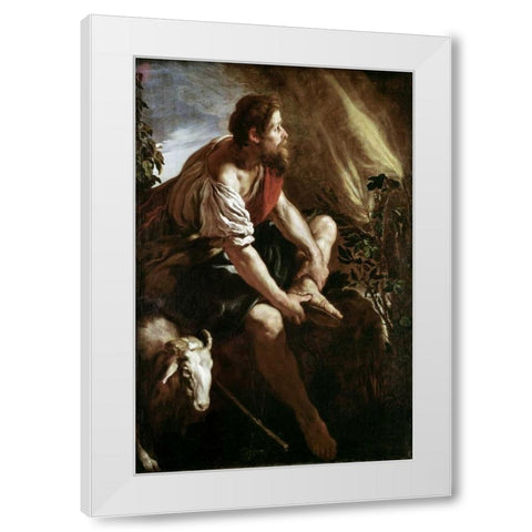 Moses Before a Burning Bush White Modern Wood Framed Art Print by Fetti, Domenico