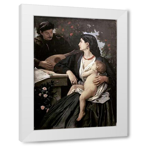 Mandolin Player White Modern Wood Framed Art Print by Feuerbach, Anselm Friedrich