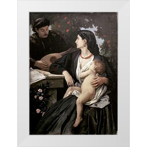Mandolin Player White Modern Wood Framed Art Print by Feuerbach, Anselm Friedrich