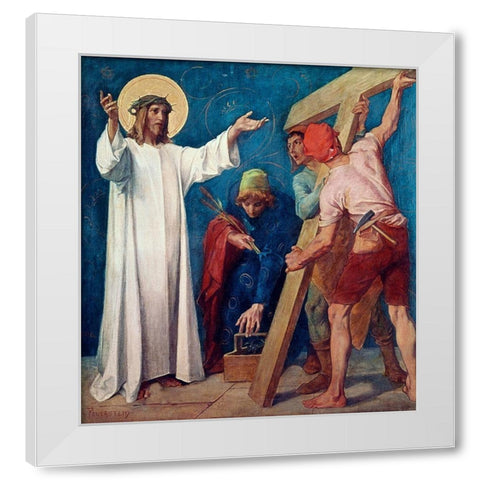 Jesus Carries His Cross, 2nd Station of The Cross White Modern Wood Framed Art Print by Feuerstein, Martin