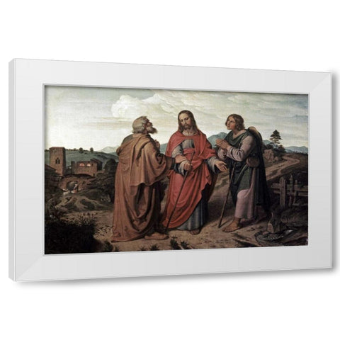 Walk To Emmaus White Modern Wood Framed Art Print by Feuhrich, Joseph