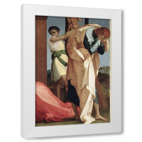 Descent From The Cross (Detail) White Modern Wood Framed Art Print by Fiorentino, Rosso