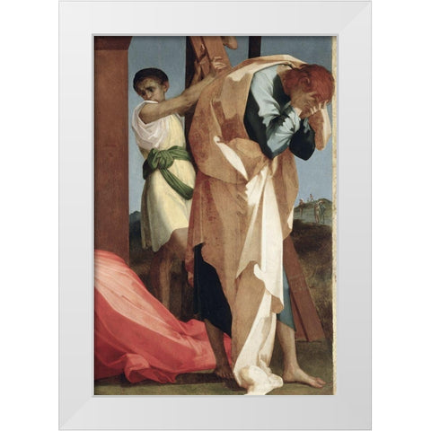 Descent From The Cross (Detail) White Modern Wood Framed Art Print by Fiorentino, Rosso