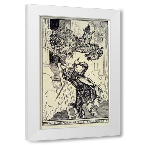 How The Prince Arrived at The City of Immortality White Modern Wood Framed Art Print by Ford, H.J.