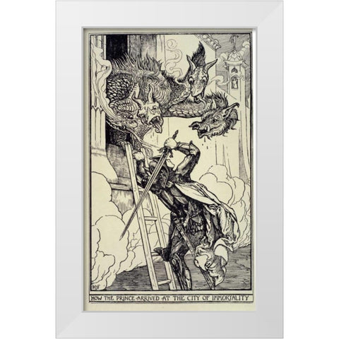 How The Prince Arrived at The City of Immortality White Modern Wood Framed Art Print by Ford, H.J.