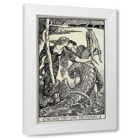 The Kiss That Gave The Victory White Modern Wood Framed Art Print by Ford, H.J