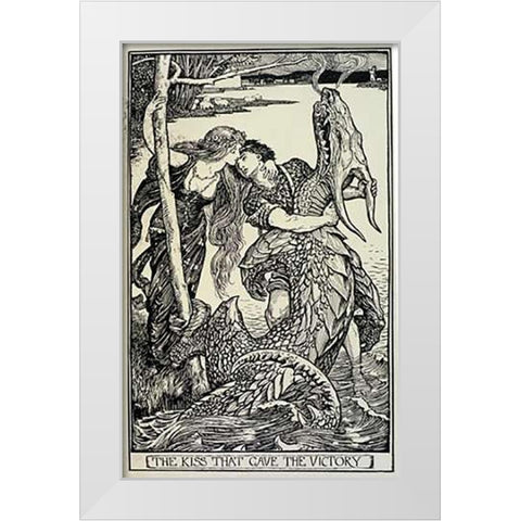 The Kiss That Gave The Victory White Modern Wood Framed Art Print by Ford, H.J