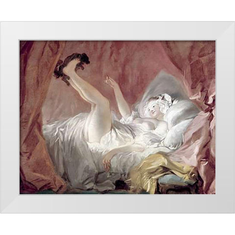 La Giambette White Modern Wood Framed Art Print by Fragonard, Jean Honore
