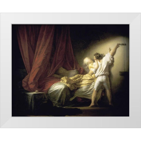 Lock Le Verrou White Modern Wood Framed Art Print by Fragonard, Jean Honore