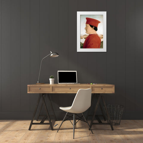 Duke of Urbino White Modern Wood Framed Art Print by Della Francesca, Piero