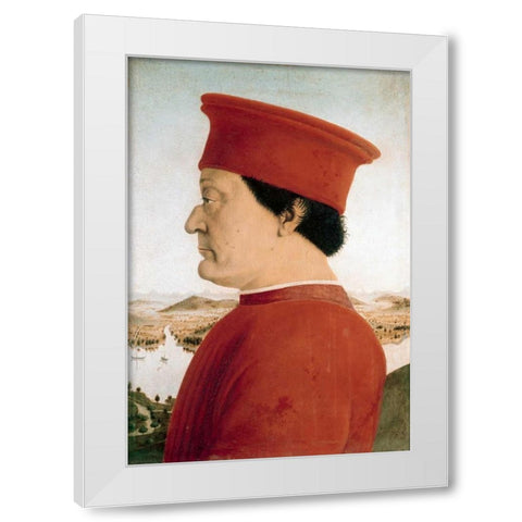 Duke of Urbino White Modern Wood Framed Art Print by Della Francesca, Piero