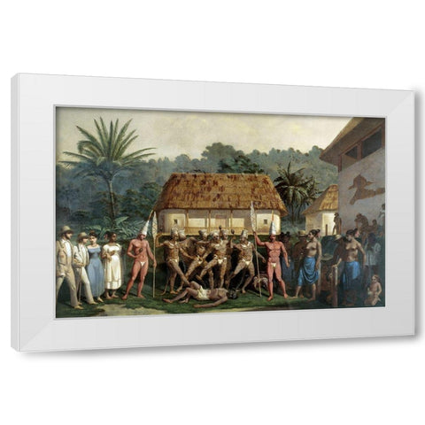 Indian Dancers White Modern Wood Framed Art Print by Friedrich, Johann