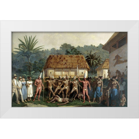 Indian Dancers White Modern Wood Framed Art Print by Friedrich, Johann