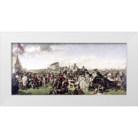Derby Day White Modern Wood Framed Art Print by Frith, William Powell