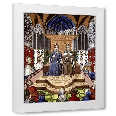 King of France and Emperor of Germany In Conference White Modern Wood Framed Art Print by Froissart, Jean