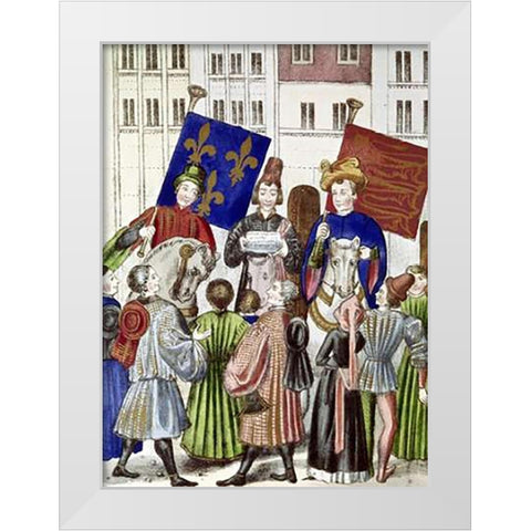 Proclamation of Truce Renewal: France and England White Modern Wood Framed Art Print by Froissart, Jean