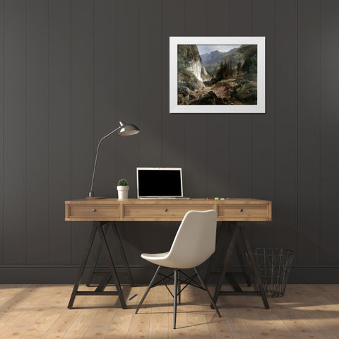 Mountain Landscape White Modern Wood Framed Art Print by Fueschel, Herman