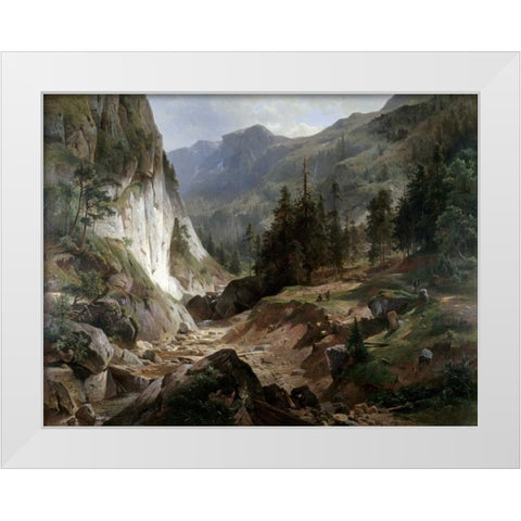 Mountain Landscape White Modern Wood Framed Art Print by Fueschel, Herman