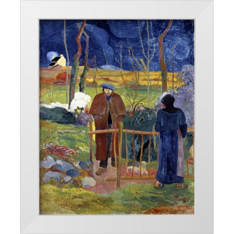 Bonjour, Monsieur Gauguin White Modern Wood Framed Art Print by Gauguin, Paul