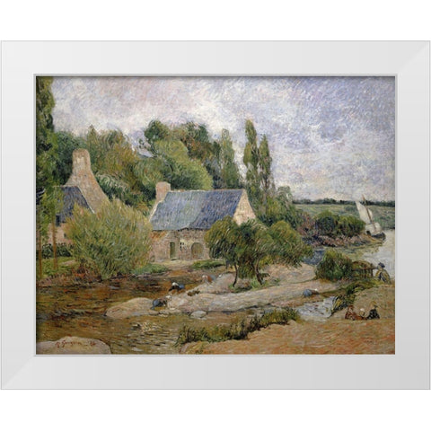 Les Lavendiers a Pont Aven White Modern Wood Framed Art Print by Gauguin, Paul