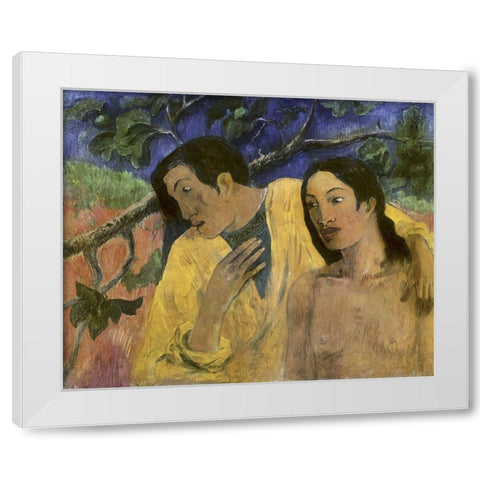 Tahitian Idyll White Modern Wood Framed Art Print by Gauguin, Paul