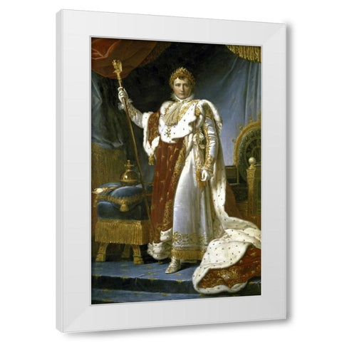 Napoleon in Royal Costume - Napoleon en Costume de Sacre White Modern Wood Framed Art Print by Gerard, Francois Pascal Simon