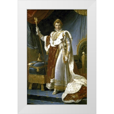 Napoleon in Royal Costume - Napoleon en Costume de Sacre White Modern Wood Framed Art Print by Gerard, Francois Pascal Simon