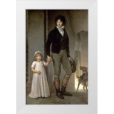Portrait of J.B. Isabey and His Daughter White Modern Wood Framed Art Print by Simon, Francois Pascal