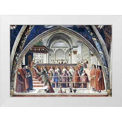 Confirmation of The Order of Saint Francis White Modern Wood Framed Art Print by Ghirlandaio, Domenico