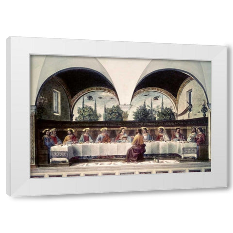 Last Supper White Modern Wood Framed Art Print by Ghirlandaio, Domenico