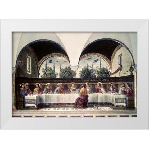 Last Supper White Modern Wood Framed Art Print by Ghirlandaio, Domenico