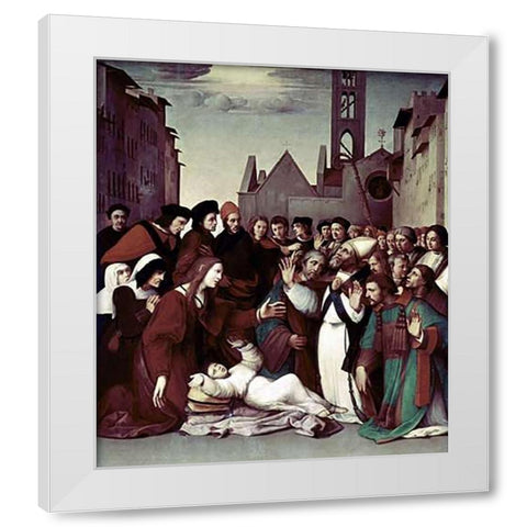 Saint Zenobio White Modern Wood Framed Art Print by Ghirlandaio, Domenico