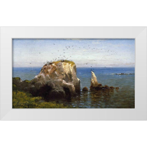 Rocks On The Sonoma Coast, California White Modern Wood Framed Art Print by Gifford, Robert Swain