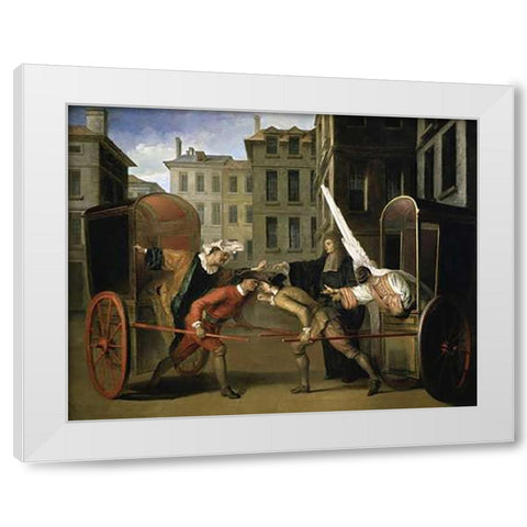 Two Coaches White Modern Wood Framed Art Print by Gillot, Claude