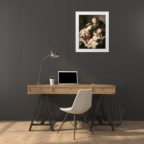 Holy Family White Modern Wood Framed Art Print by Giordano, Luca
