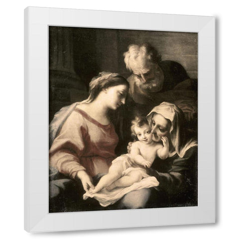 Holy Family White Modern Wood Framed Art Print by Giordano, Luca
