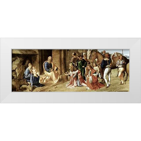 Adoration of The Magi White Modern Wood Framed Art Print by Giorgione, Giorgio