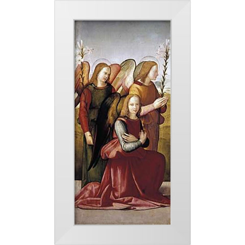 Angels of The Annunciation White Modern Wood Framed Art Print by Granacci, Francesco