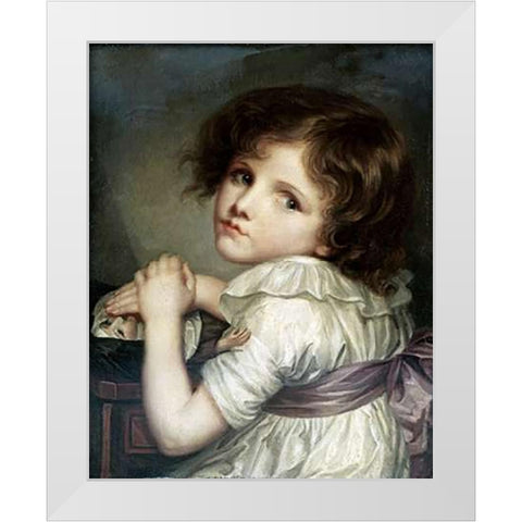 Child With a Doll White Modern Wood Framed Art Print by Greuze, Jean Baptiste