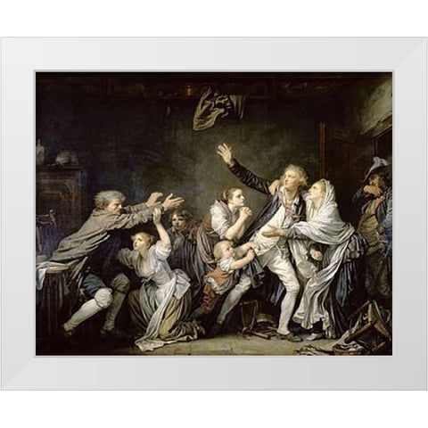 Paternal Curse Or Ungrateful Son White Modern Wood Framed Art Print by Greuze, Jean Baptiste