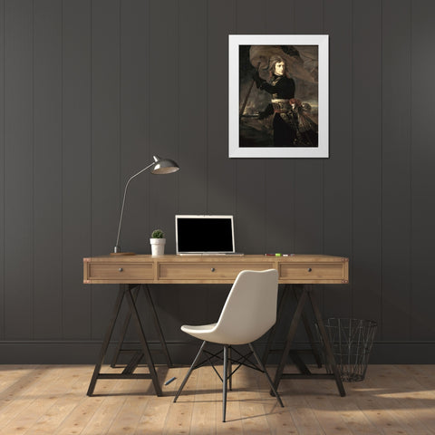 Napoleon On The Bridge at Arcole White Modern Wood Framed Art Print by Gros, Antoine-Jean