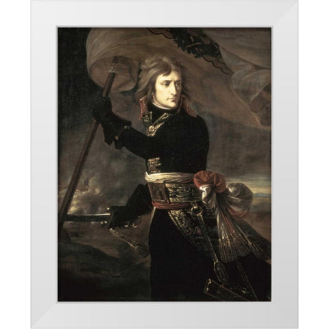 Napoleon On The Bridge at Arcole White Modern Wood Framed Art Print by Gros, Antoine-Jean