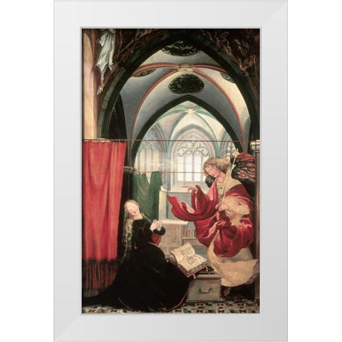 Isenheim Altarpiece: Annunciation White Modern Wood Framed Art Print by Grunewald, Mathias