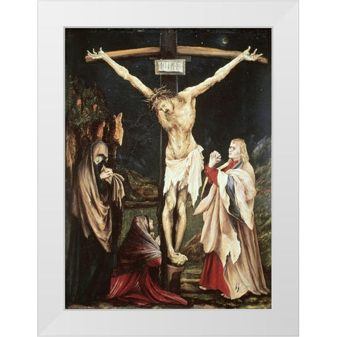 Small Crucifix White Modern Wood Framed Art Print by Grunewald, Mathias