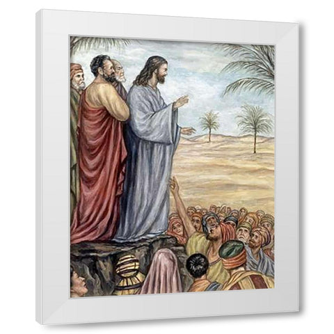 Sermon On The Mount White Modern Wood Framed Art Print by Guercino, Giovanni